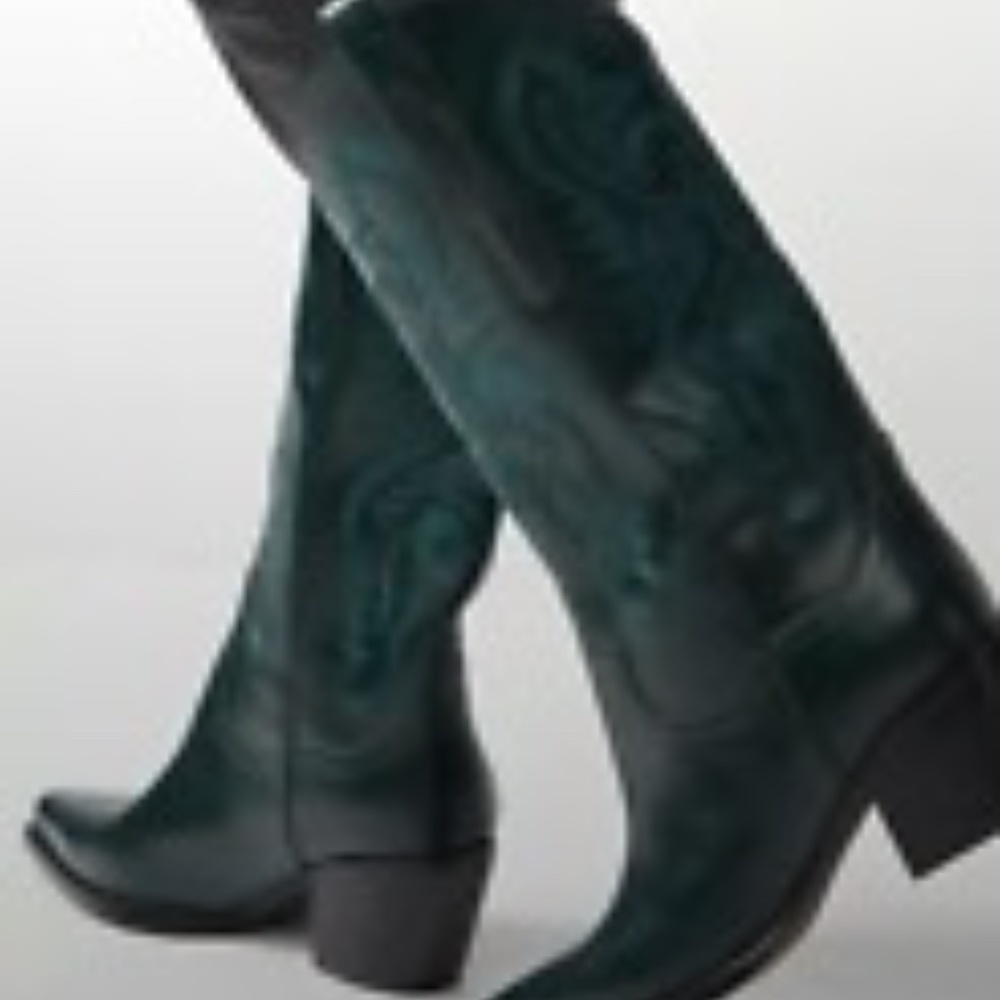 NEW Jeffery Campbell Dagget Western Embroidered Boots Dark Forest Green Rare